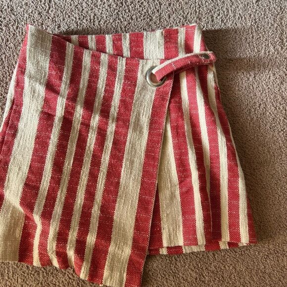 Free People Its A Wrap Tuscany Mini Skirt with Red White Stripes Size medium - Picture 6 of 11